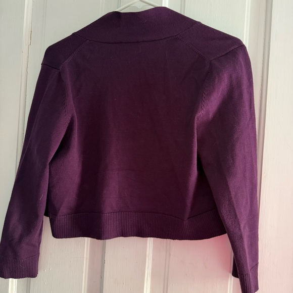 Calvin Kleon Women's Eggplant size large Open-Front Shrug Sweater - Picture 5 of 9